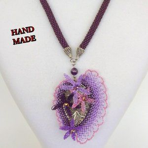 Purple Necklaces Hand Made.
